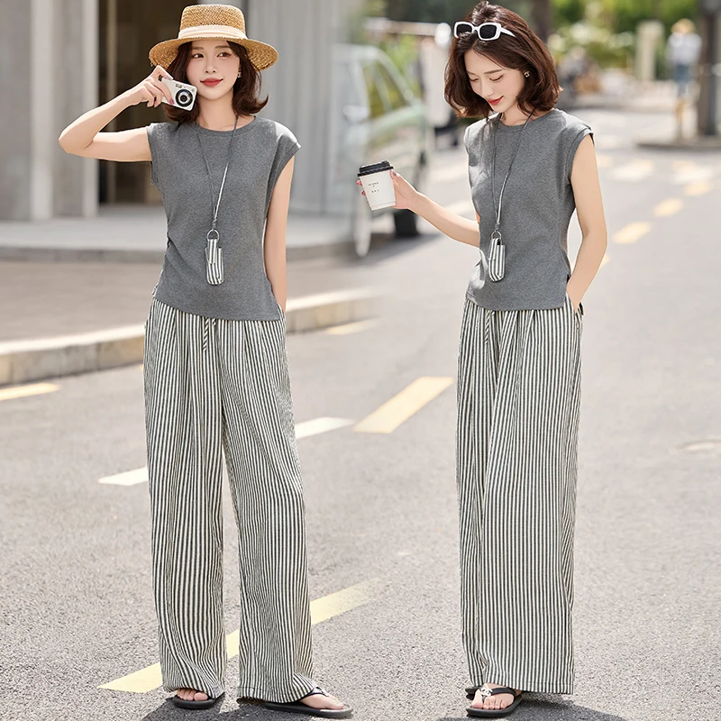 Повседневная круглая футболка Ne Svel и брюки в полоску, комплект из двух предметов, женский летний комплект больших размеров, новый тонкий ансамбль Faion
Повседневная круглая футболка Ne Svel и брюки в полоску, комплект из двух предметов, женский летний комплект больших размеров, новый тонкий ансамбль Faion