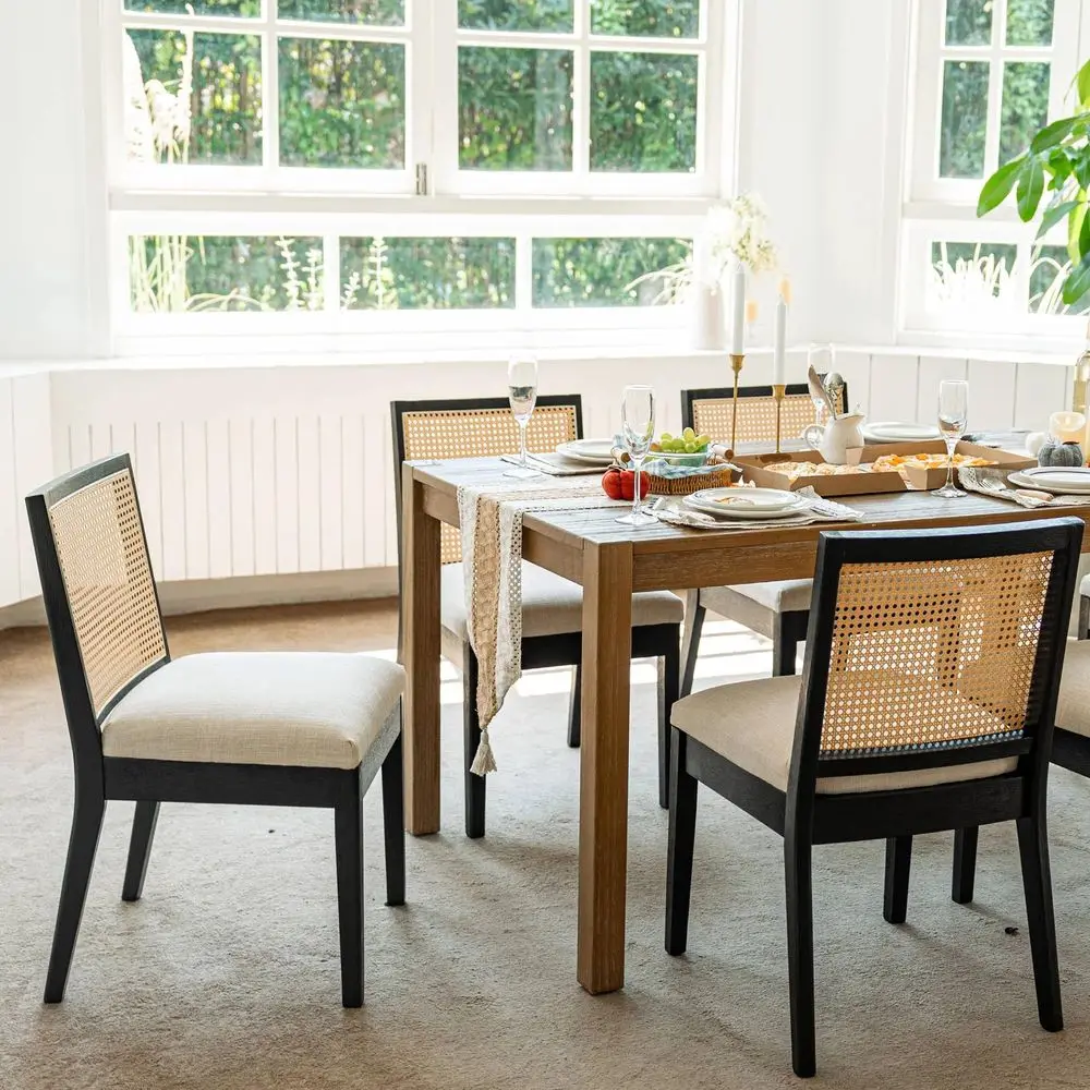 Farmhouse Rattan Dining Chairs Set of 4 Black Wood Dining Room Chairs Rectangle Cane Country Kitchen Chairs Upholstered Dining
Farmhouse Rattan Dining Chairs Set of 4 Black Wood Dining Room Chairs Rectangle Cane Country Kitchen Chairs Upholstered Dining