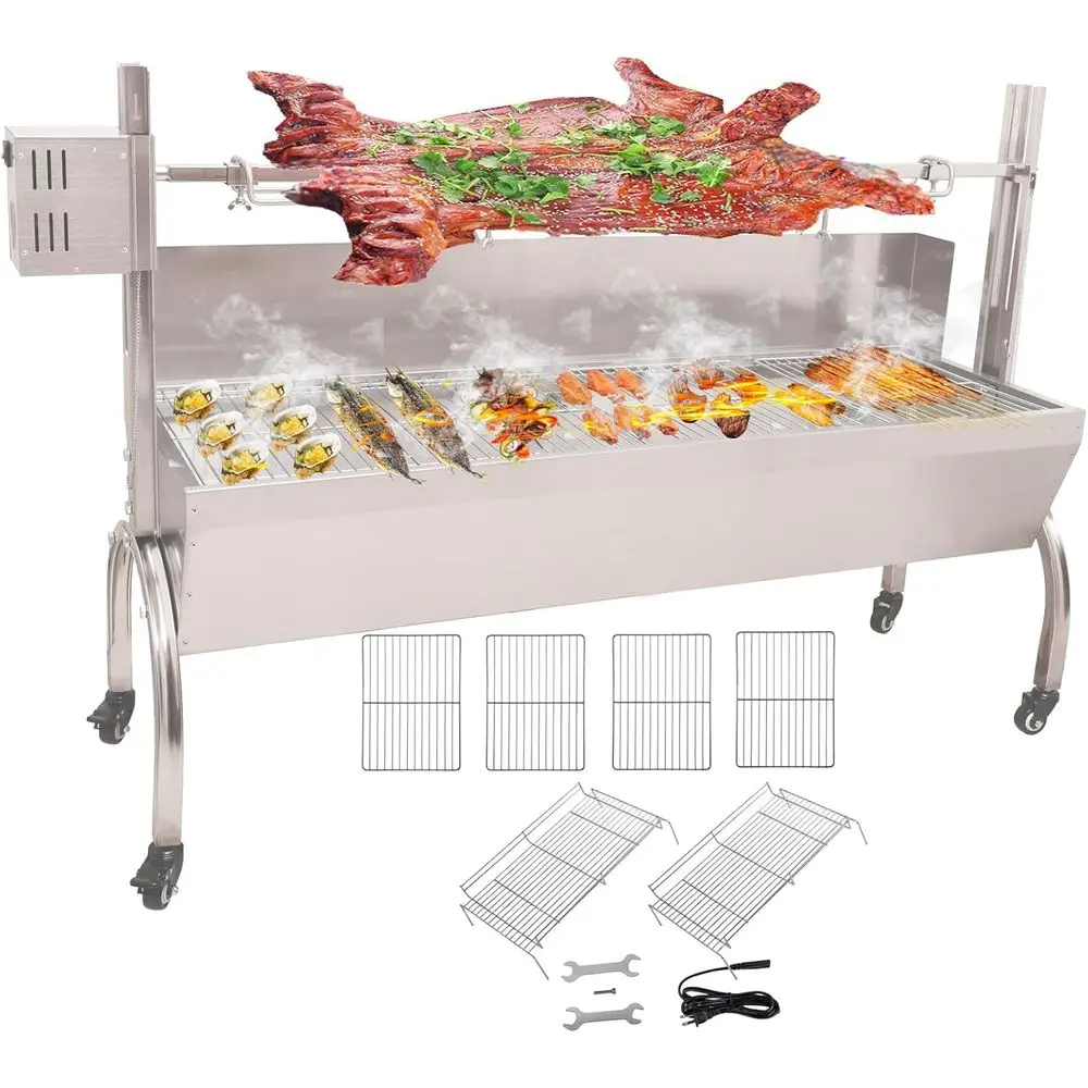 51 Inch 50W Rotisserie BBQ Grill - 132LB Outdoor Spit Roaster for Pig & Lamb - Stainless Steel Charcoal Grill for Camping & Barb
51 Inch 50W Rotisserie BBQ Grill - 132LB Outdoor Spit Roaster for Pig & Lamb - Stainless Steel Charcoal Grill for Camping & Barb