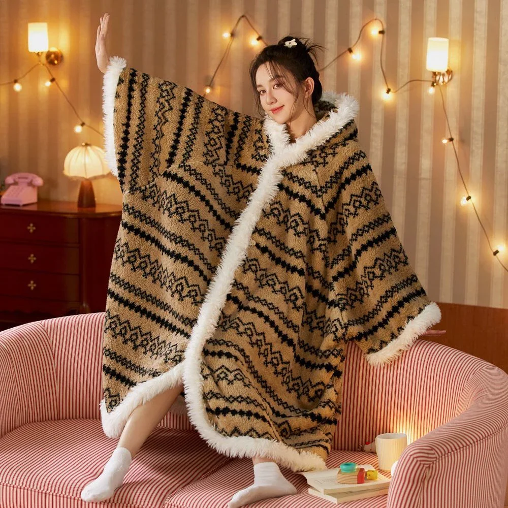 GGE Cute Women's Hooded Cloak Blanket - Coral Velvet Thickened Thermal Robe, Multifunctional Pajamas for Autumn Winter Warmth
GGE Cute Women's Hooded Cloak Blanket - Coral Velvet Thickened Thermal Robe, Multifunctional Pajamas for Autumn Winter Warmth