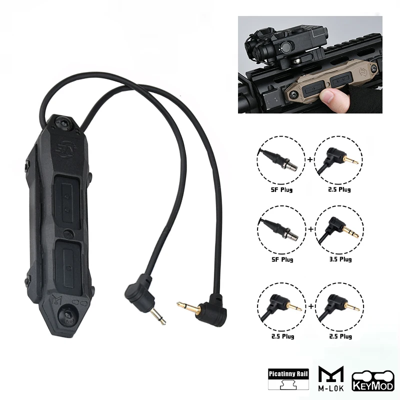 Tactical Dual Remote Pressure Button Switch SF 2.5MM 3.5MM Plug For PEQ/NGAL/DBAL Laser & Scout Flashlight Universa Hunting Set
Tactical Dual Remote Pressure Button Switch SF 2.5MM 3.5MM Plug For PEQ/NGAL/DBAL Laser & Scout Flashlight Universa Hunting Set