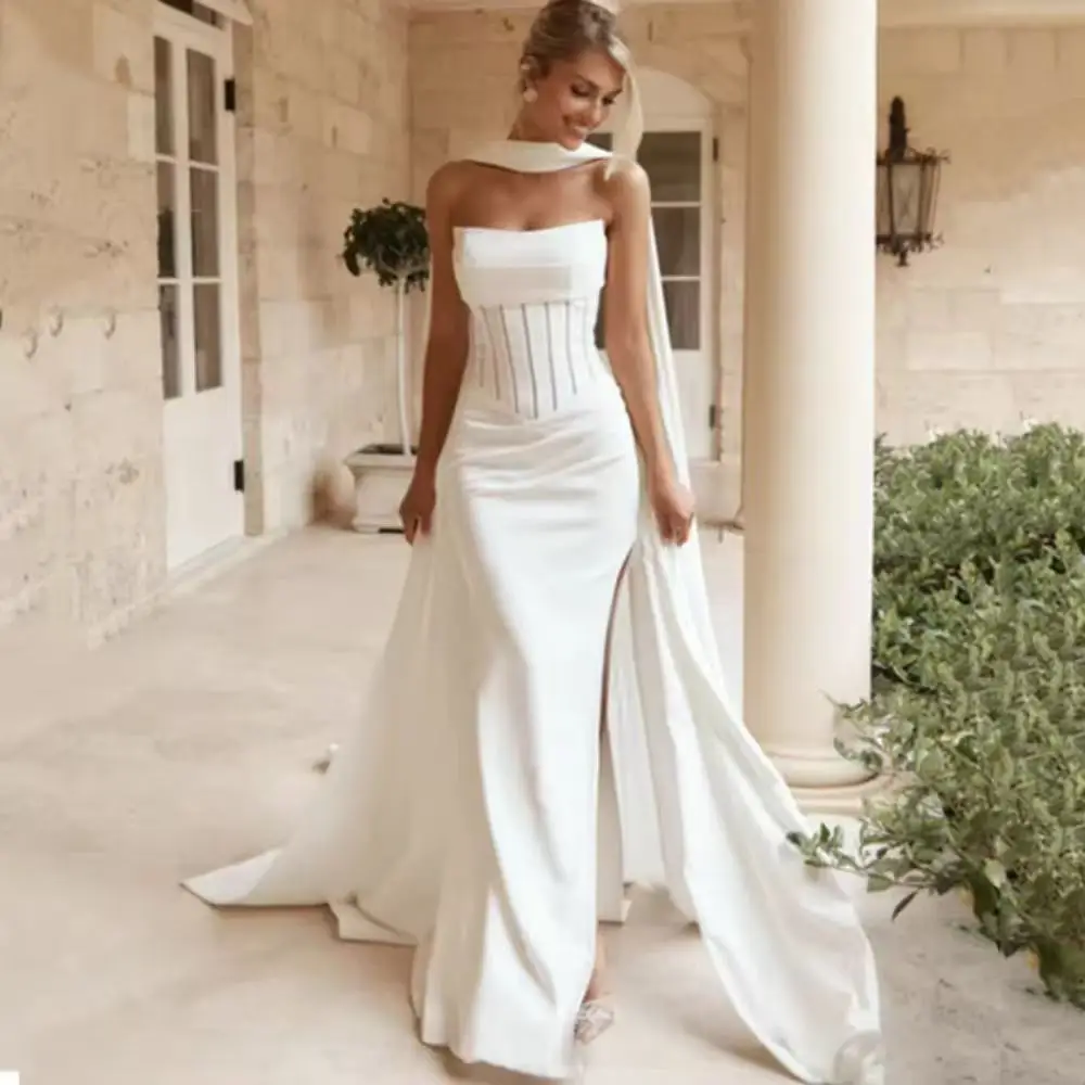 Простые свадебные платья без бретелек по индивидуальному заказу, длиной до пола, халат невесты, элегантные свадебные платья, Vestidos De Noiva
Простые свадебные платья без бретелек по индивидуальному заказу, длиной до пола, халат невесты, элегантные свадебные платья, Vestidos De Noiva