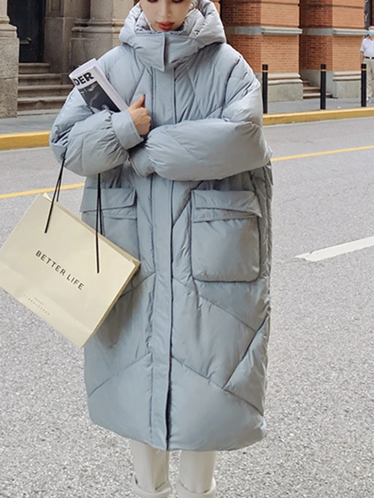 Long Down Jacket Women Casual Thick Warm Padded Coat Winter Loose Solid Hooded Parkas Lady Korean Fashion Solid Long Overcoat
Long Down Jacket Women Casual Thick Warm Padded Coat Winter Loose Solid Hooded Parkas Lady Korean Fashion Solid Long Overcoat