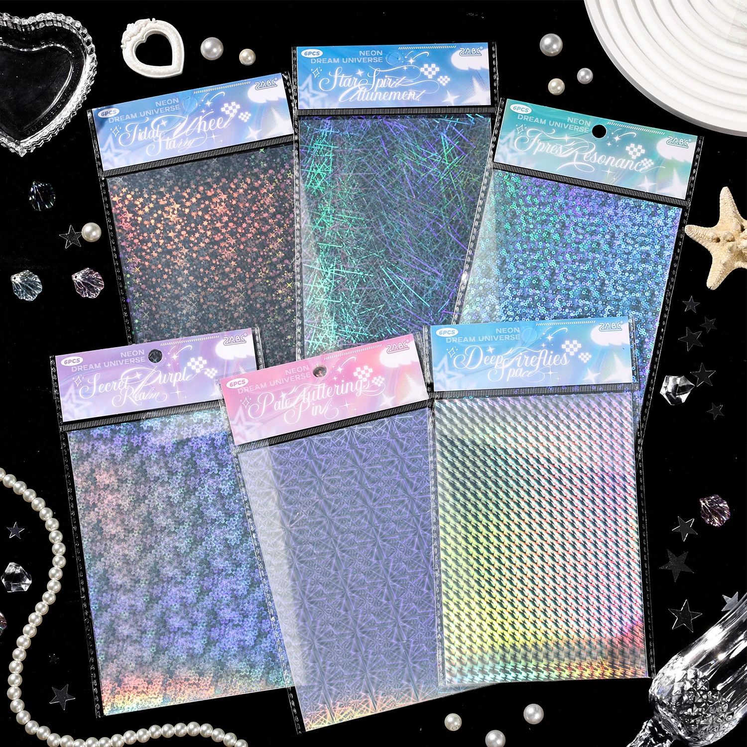 6 Sheets Iridescent Glitter PET Stickers, Laser Holographic Scrapbooking Overlay
6 Sheets Iridescent Glitter PET Stickers, Laser Holographic Scrapbooking Overlay