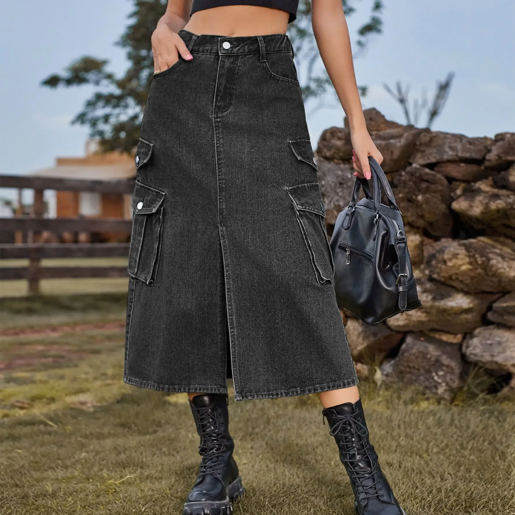 American Hot Girl Semi-elastic Waisted Denim Half Body Skirt, New Casual Workwear Long Slit Skirt for Women in Spring and Summer
American Hot Girl Semi-elastic Waisted Denim Half Body Skirt, New Casual Workwear Long Slit Skirt for Women in Spring and Summer