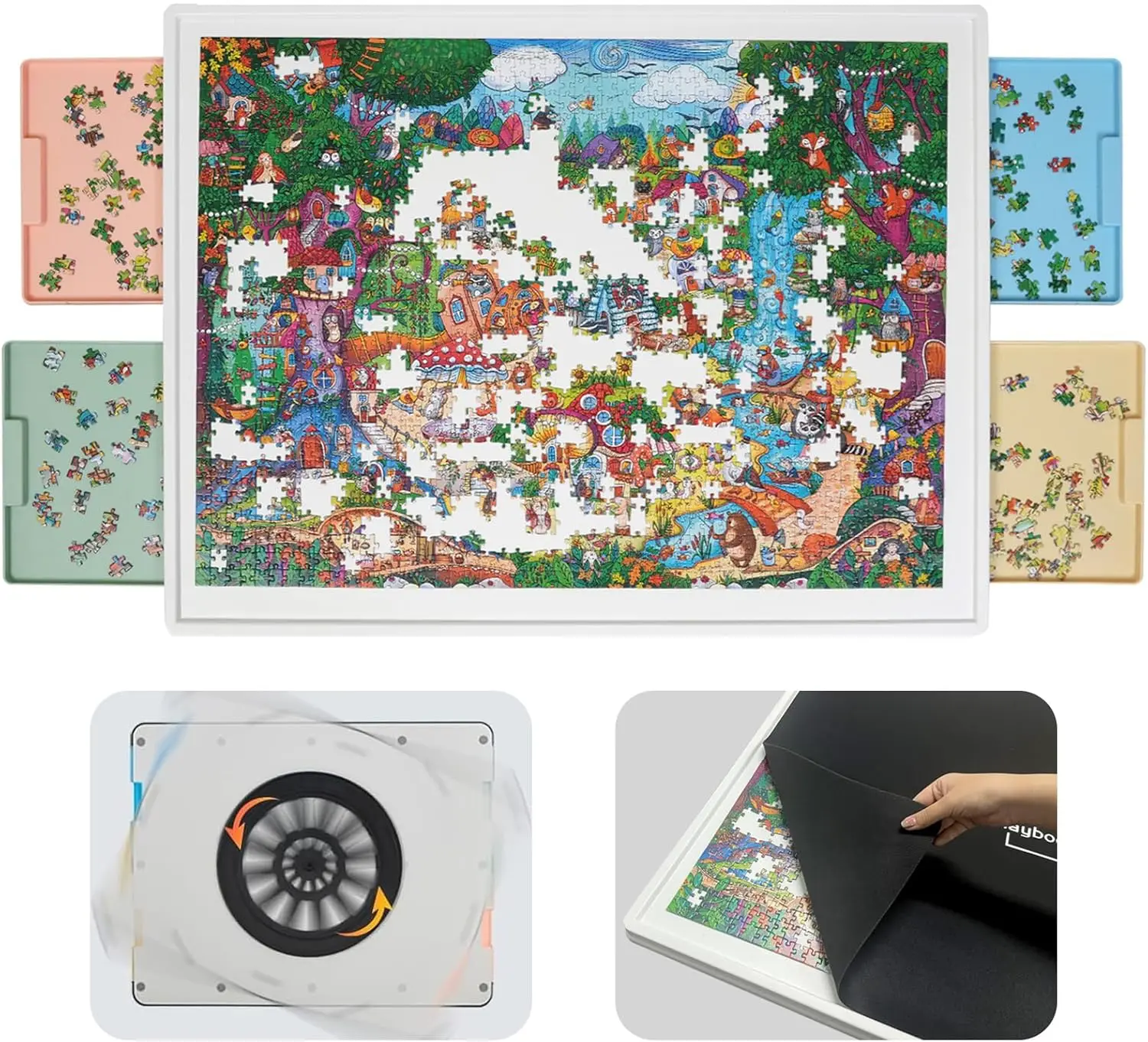 1500-Piece Rotating Puzzle Board with 4-Color Drawers & Cover, 35"x27" Spinning Table for Adults, Lightweight ABS Plastic
1500-Piece Rotating Puzzle Board with 4-Color Drawers & Cover, 35"x27" Spinning Table for Adults, Lightweight ABS Plastic