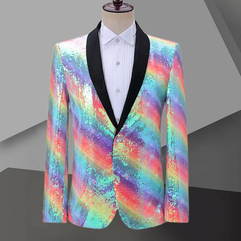 European Sparkling Sequins Men Blazer Colourful Men Blazer Hombre Party Blazer Masculino Suit Jacket Masculino Performance Stage
European Sparkling Sequins Men Blazer Colourful Men Blazer Hombre Party Blazer Masculino Suit Jacket Masculino Performance Stage