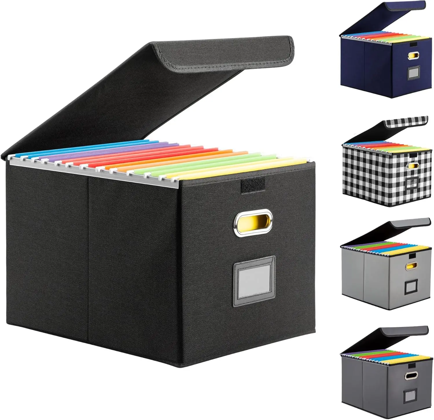 Collapsible File Box with Lid & Slide, Hanging Document Organizer, 14.96x12.6x10.83 in, Black
Collapsible File Box with Lid & Slide, Hanging Document Organizer, 14.96x12.6x10.83 in, Black