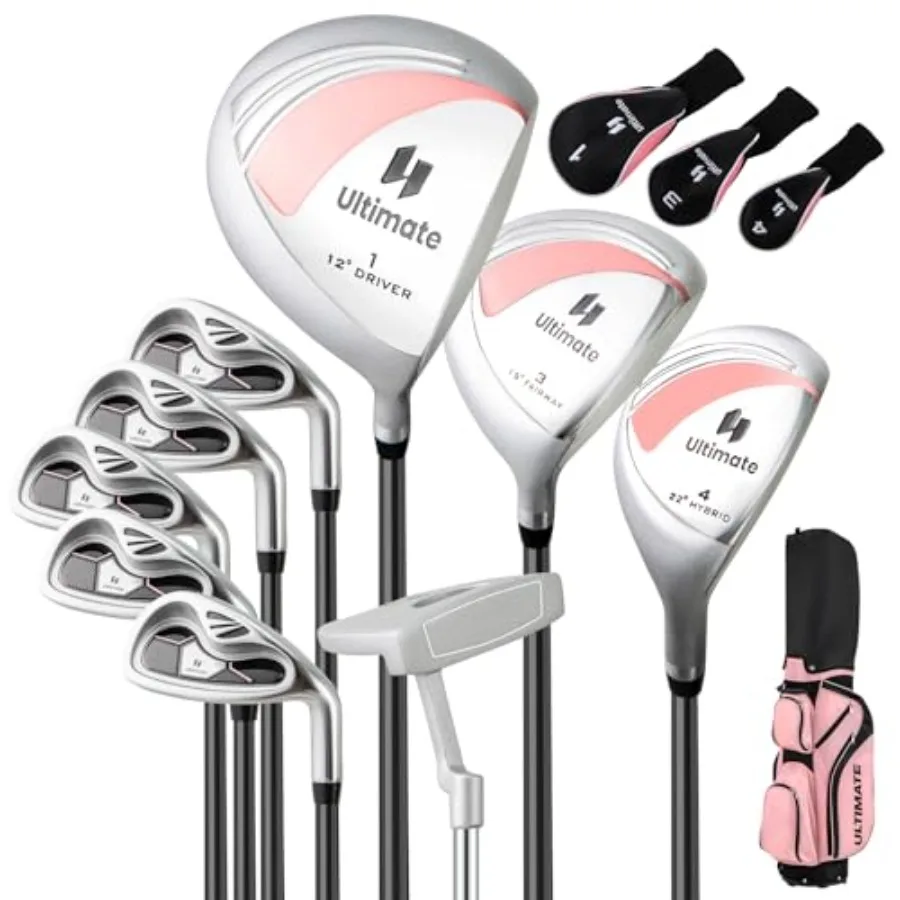 9/10/12 Pieces Women's Complete Golf Clubs Set with 460CC Driver Fairway Wood Hybrid Irons Putter Portable Regular Golf Club Se
9/10/12 Pieces Women's Complete Golf Clubs Set with 460CC Driver Fairway Wood Hybrid Irons Putter Portable Regular Golf Club Se