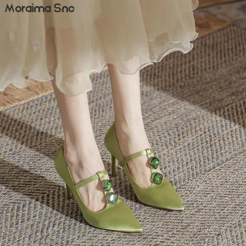Green Crystal Suede Pumps Pointed Toe Stiletto High-Heeled Rhinestone Women's Shoes T-Shaped Thin Strap Temperament Fashion Shoe
Green Crystal Suede Pumps Pointed Toe Stiletto High-Heeled Rhinestone Women's Shoes T-Shaped Thin Strap Temperament Fashion Shoe