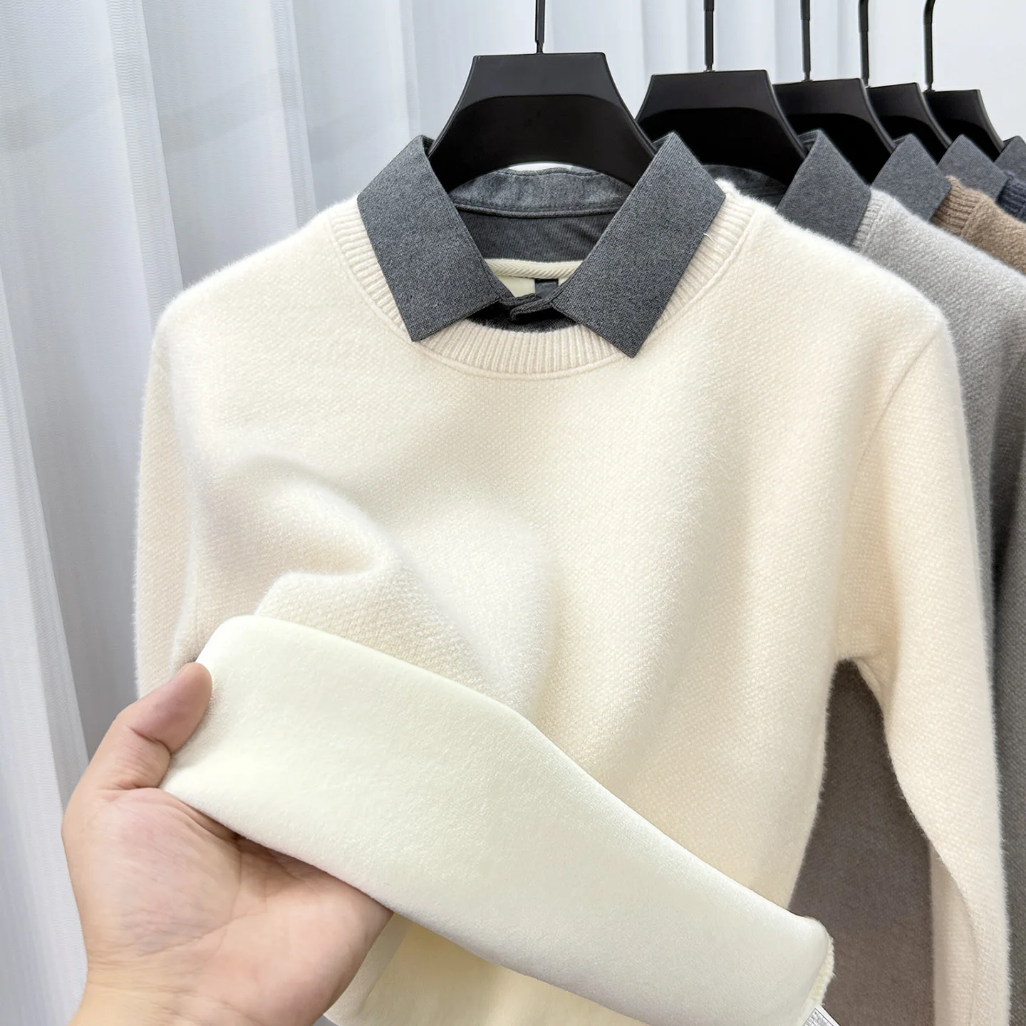 Утепленный вязаный свитер с воротником-стойкой, имитация двухслойности, зимний теплый базовый слой, мужской повседневный, из смеси полиэстера и нейлона
Утепленный вязаный свитер с воротником-стойкой, имитация двухслойности, зимний теплый базовый слой, мужской повседневный, из смеси полиэстера и нейлона