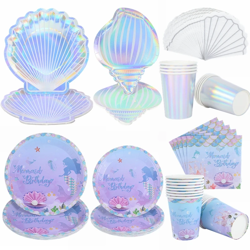 Mermaid Party Disposable Tableware Wedding Paper Plate Cup Napkin Mermaid Theme Birthday Favor Decoration Baby Shower Supplies 8
Mermaid Party Disposable Tableware Wedding Paper Plate Cup Napkin Mermaid Theme Birthday Favor Decoration Baby Shower Supplies 8