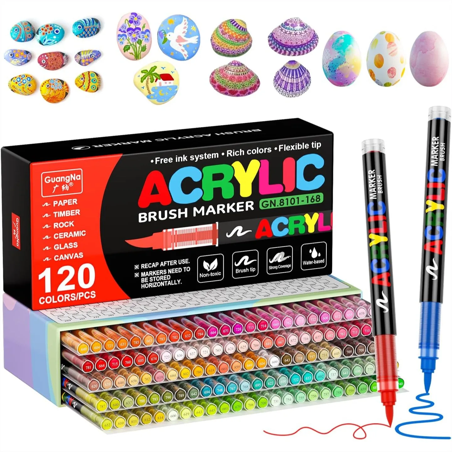 Acrylic Paint Markers 120 Colors Brush Tip No Bleed Automatic Ink Control Water Based For Paper Rock Wood Canvas DIY Crafts
Acrylic Paint Markers 120 Colors Brush Tip No Bleed Automatic Ink Control Water Based For Paper Rock Wood Canvas DIY Crafts