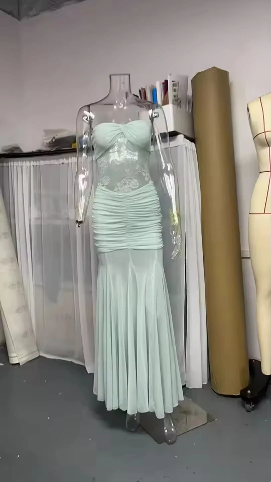 Off-shoulder Strapless Sexy Maxi Dress Women Gown Fashion Mesh See Through Sleeveless Backless Ruched Club Party Dress
Off-shoulder Strapless Sexy Maxi Dress Women Gown Fashion Mesh See Through Sleeveless Backless Ruched Club Party Dress