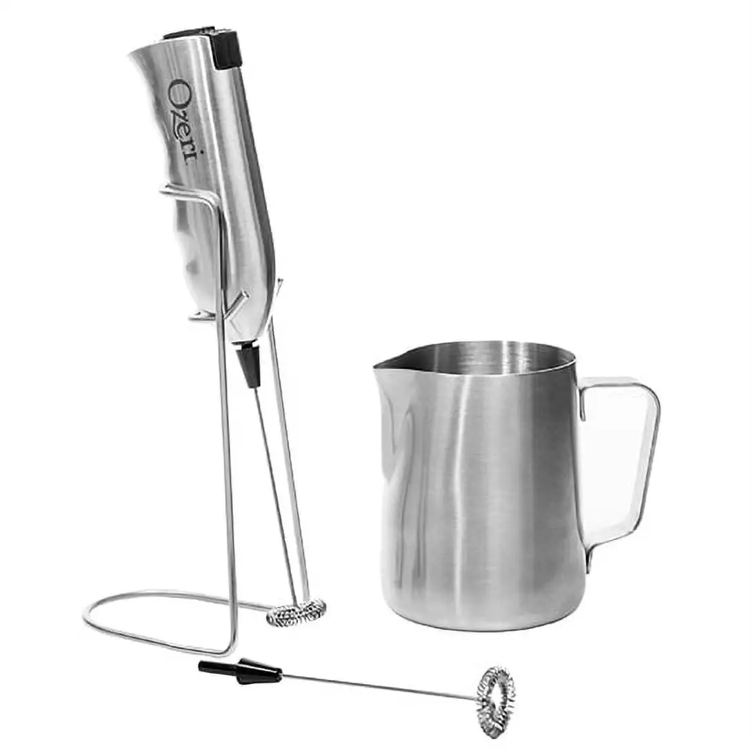 Milk Frother and 12 oz Frothing Pitcher in Stainless Steel with Extra Whisk Attachment
Milk Frother and 12 oz Frothing Pitcher in Stainless Steel with Extra Whisk Attachment