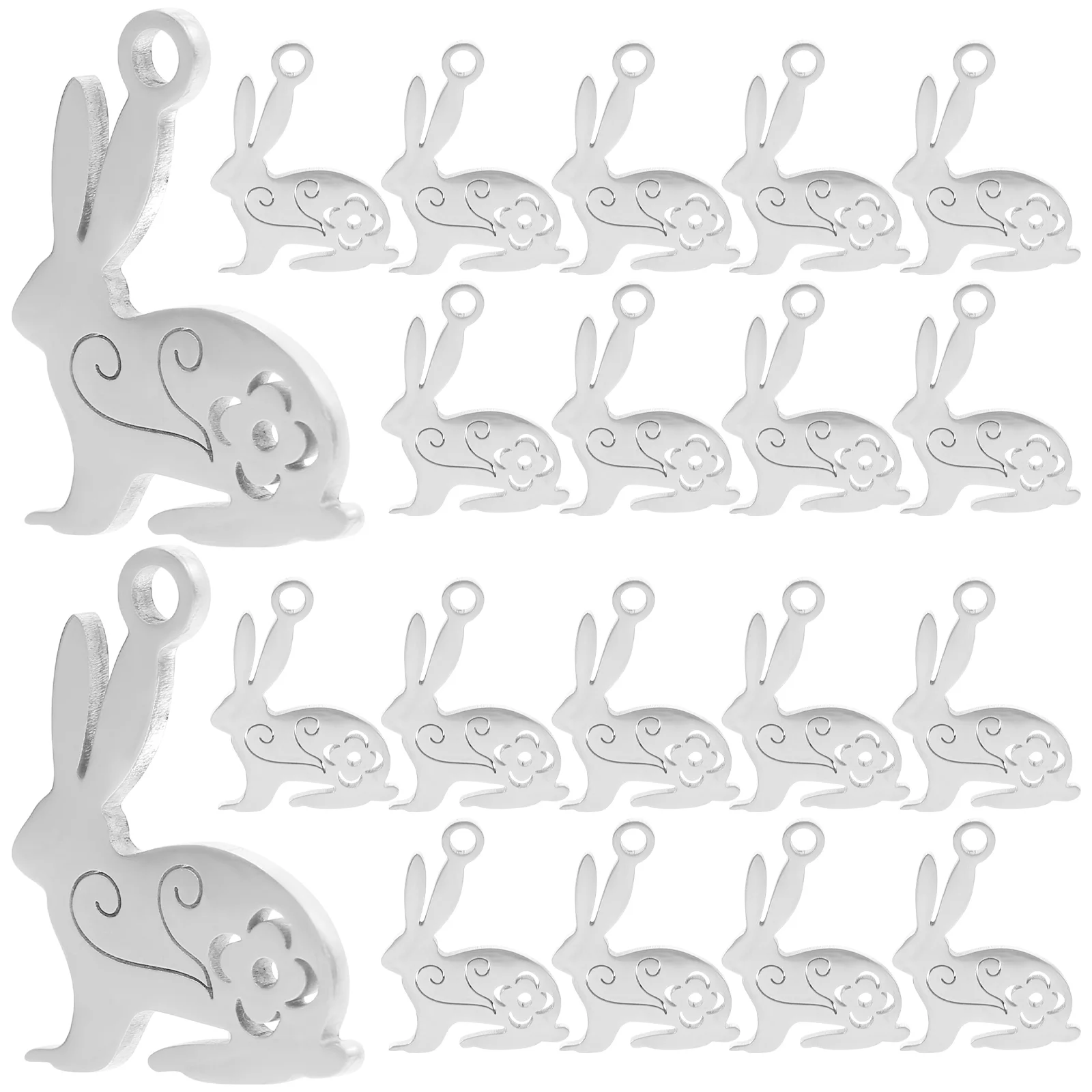 20 Pcs Charm Necklace Cutout Rabbit Pendant Bunny Charms for Jewelry Making Easter Suite Earring Supplies Silver Kit
20 Pcs Charm Necklace Cutout Rabbit Pendant Bunny Charms for Jewelry Making Easter Suite Earring Supplies Silver Kit