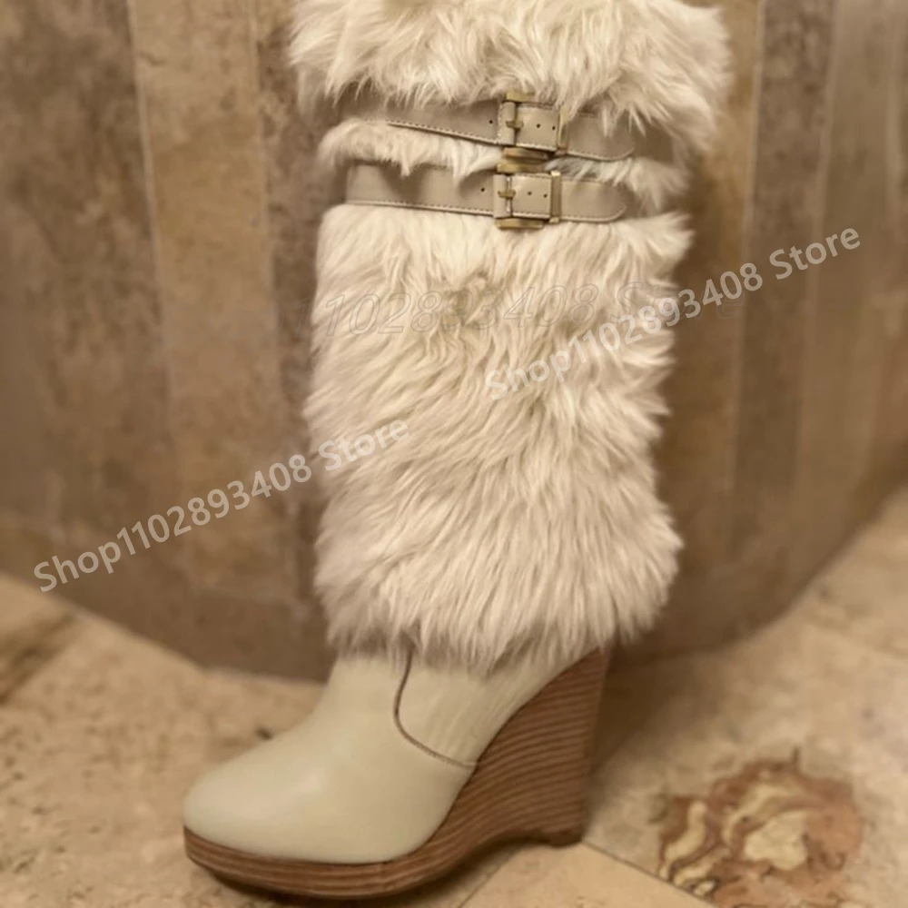 White Feather Decor Belts Strap Mid Calf Boots Wedges High Heel Round Toe Retro Fashion Sexy Women Shoes 2025 New Para Mujere
White Feather Decor Belts Strap Mid Calf Boots Wedges High Heel Round Toe Retro Fashion Sexy Women Shoes 2025 New Para Mujere