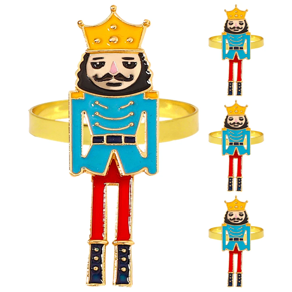 4 Pcs Christmas Napkin Rings Metal Buckle Holders Blue Decorations Walnut Soldier Creative Design Festive Ambiance
4 Pcs Christmas Napkin Rings Metal Buckle Holders Blue Decorations Walnut Soldier Creative Design Festive Ambiance