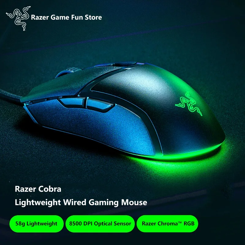 Легкая проводная игровая мышь Razer Cobra с датчиком 8500 точек на дюйм — хроматическая RGB-подсветка — переключатели оптической мыши Gen-3 — кабель Speedflex
Легкая проводная игровая мышь Razer Cobra с датчиком 8500 точек на дюйм — хроматическая RGB-подсветка — переключатели оптической мыши Gen-3 — кабель Speedflex