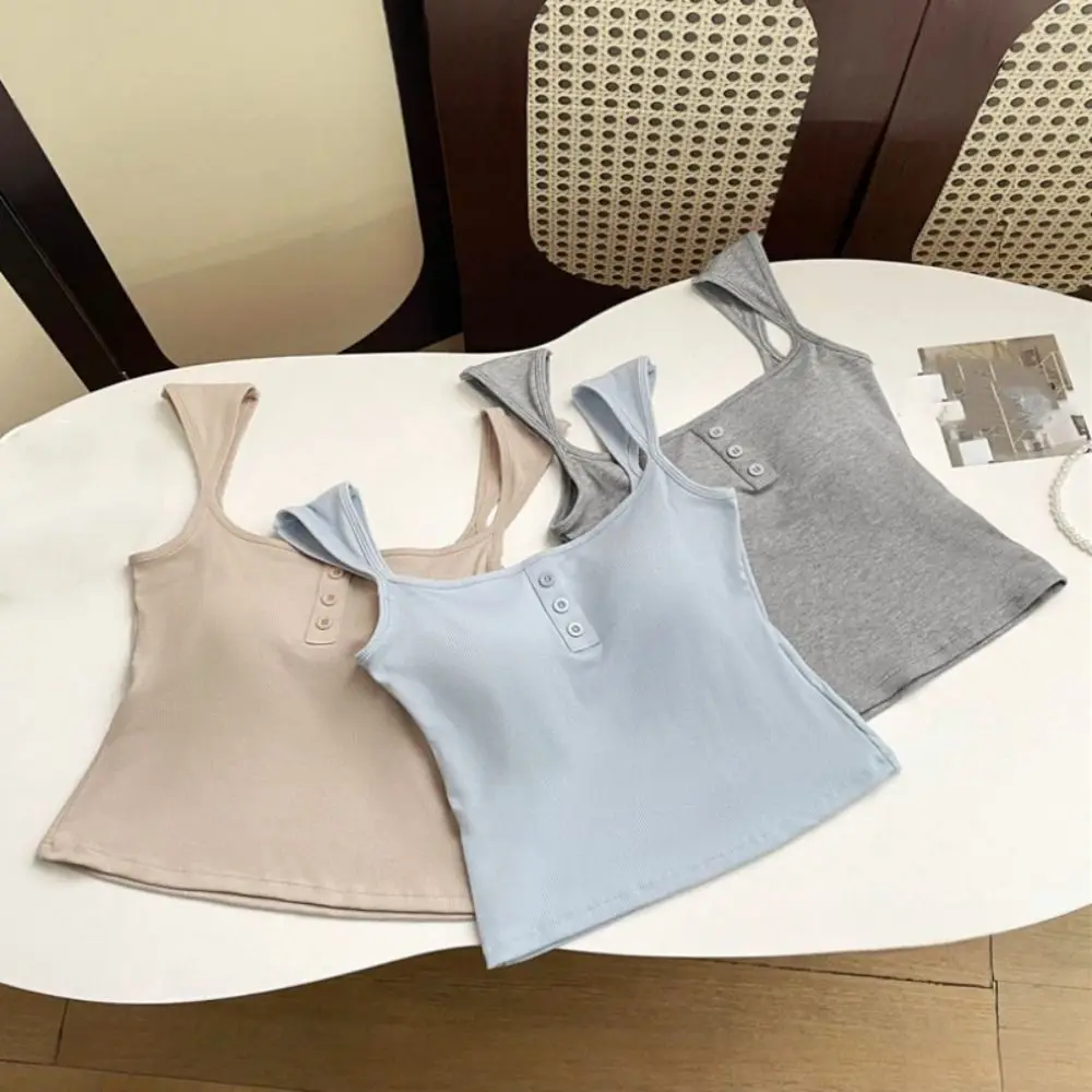 Fashion Square Neck Sleeveless Crop Top Vest Slim Fit Sweet Girl's Tank Top Simple Female Clothing Camisole with Pads Women
Fashion Square Neck Sleeveless Crop Top Vest Slim Fit Sweet Girl's Tank Top Simple Female Clothing Camisole with Pads Women