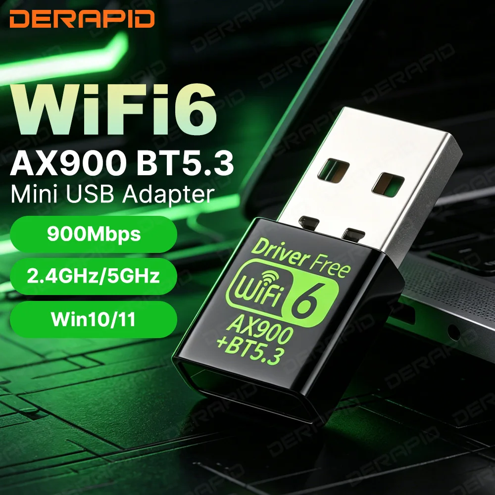 WiFi 6 AX900 Bluetooth 5.3 900Mbps USB Adapter Dual Band 2.4GHz 5GHz Network Card for PC Laptop Win10 11 Driver Free
WiFi 6 AX900 Bluetooth 5.3 900Mbps USB Adapter Dual Band 2.4GHz 5GHz Network Card for PC Laptop Win10 11 Driver Free