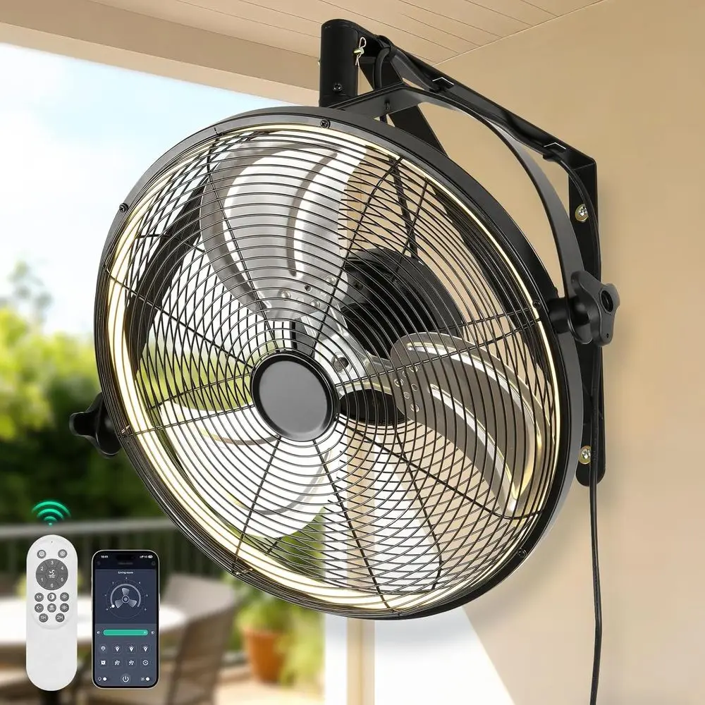 20 Inch Wall-Mounted Fan with Lights, 6-Speed, Dimmable Gazebo Fan, 360° Adjustable for Outdoor or Indoor Spaces, Garage, Worksh
20 Inch Wall-Mounted Fan with Lights, 6-Speed, Dimmable Gazebo Fan, 360° Adjustable for Outdoor or Indoor Spaces, Garage, Worksh