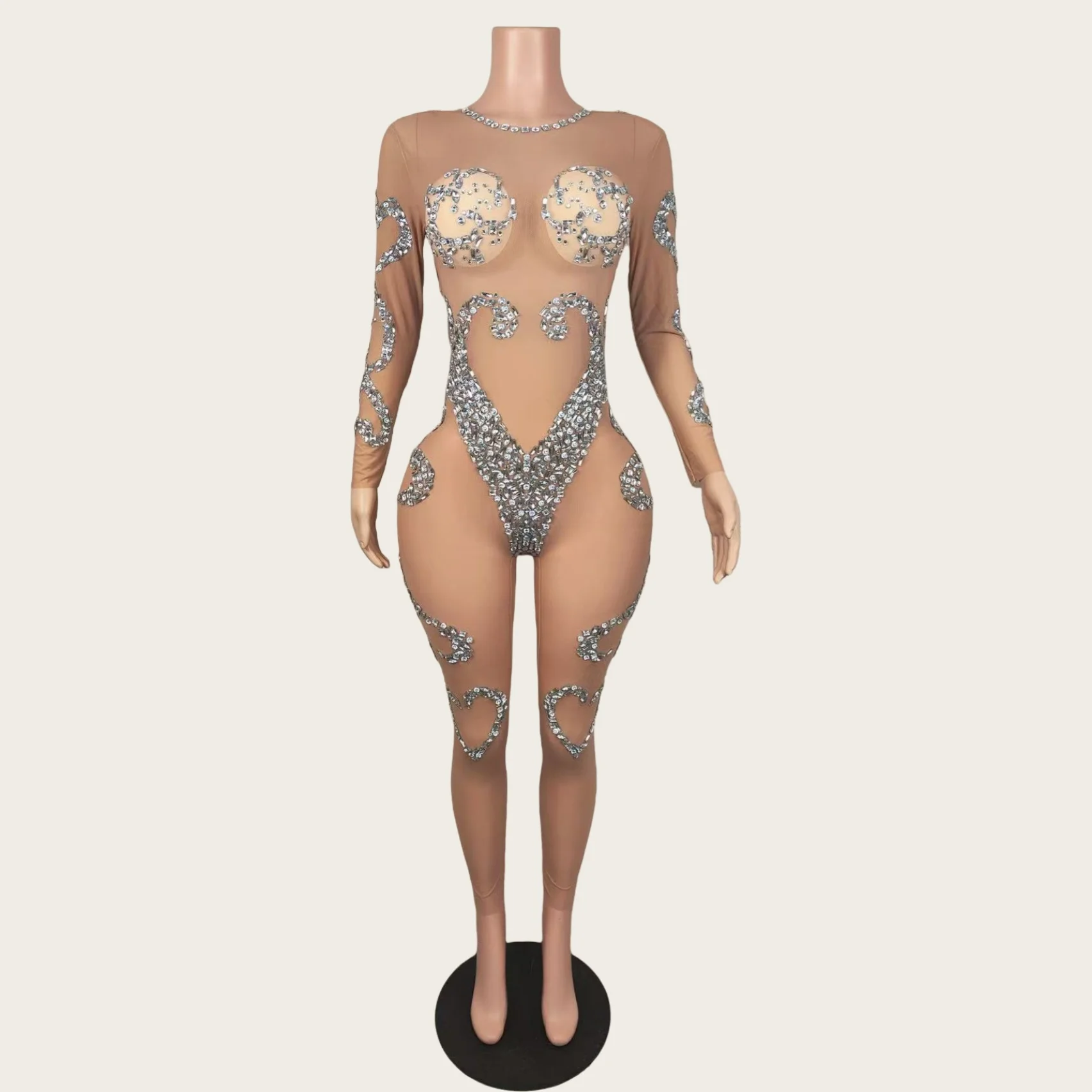 Lingshe Sparkly Rhinestones See Through Mesh Jumpsuit Women Sexy Evening Party Birthday Outfit Performance Costume Stage Wear
Lingshe Sparkly Rhinestones See Through Mesh Jumpsuit Women Sexy Evening Party Birthday Outfit Performance Costume Stage Wear
