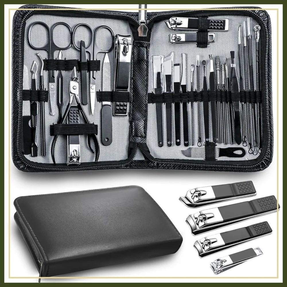 30pcs Professional Manicure Pedicure Kit: Complete Nail Care Set for Men, Travel Deluxe Beauty Tools (Black)
30pcs Professional Manicure Pedicure Kit: Complete Nail Care Set for Men, Travel Deluxe Beauty Tools (Black)