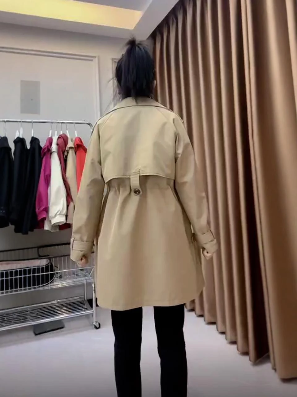 Women'S Short Trench Coat Rainproof Monochromatic Chinese-Style Khaki Green Overgarment Pcs Grain Outercoat High-Waist Young 
Women'S Short Trench Coat Rainproof Monochromatic Chinese-Style Khaki Green Overgarment Pcs Grain Outercoat High-Waist Young