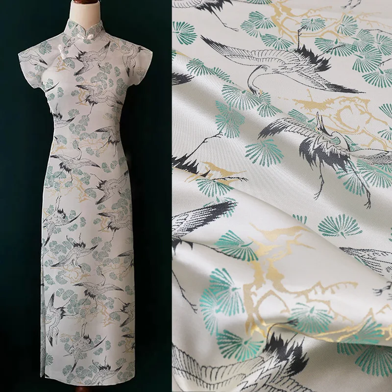 Pine Crane Spring Pattern Song Brocade Jacquard Fabric New Chinese Style Traditional Chinese Vest Top Designer Clothing Material
Pine Crane Spring Pattern Song Brocade Jacquard Fabric New Chinese Style Traditional Chinese Vest Top Designer Clothing Material