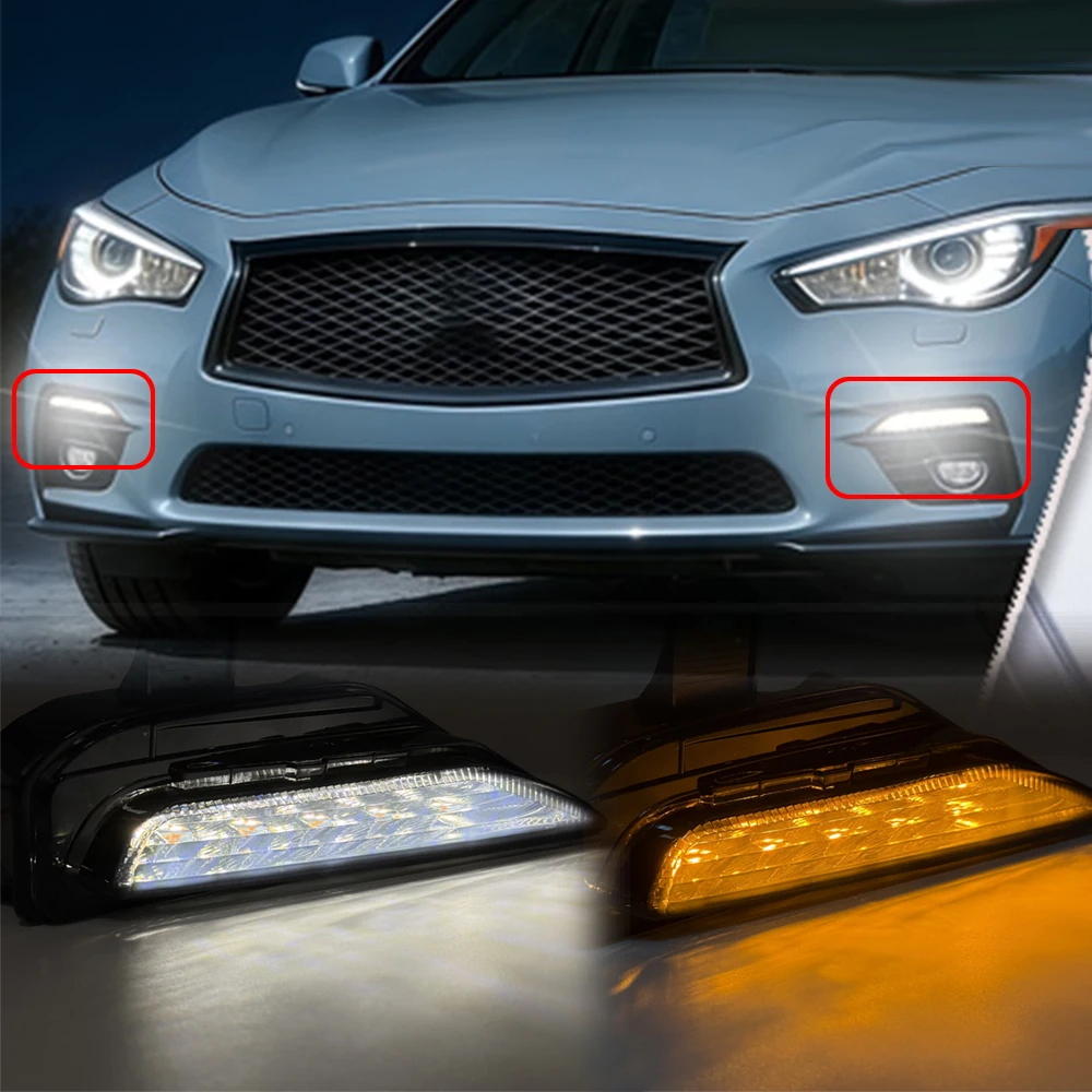 Switchback Sequential Amber LED Front Bumper Turn Signal Lights for Infiniti Q50 Q50S Sport 2014-2020 DRL Driving Fog Lamp
Switchback Sequential Amber LED Front Bumper Turn Signal Lights for Infiniti Q50 Q50S Sport 2014-2020 DRL Driving Fog Lamp