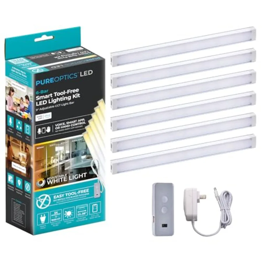 Works with Alexa Smart Under Cabinet Lighting Kit, Adjustable LEDs, 6 9" Bars, White
Works with Alexa Smart Under Cabinet Lighting Kit, Adjustable LEDs, 6 9" Bars, White