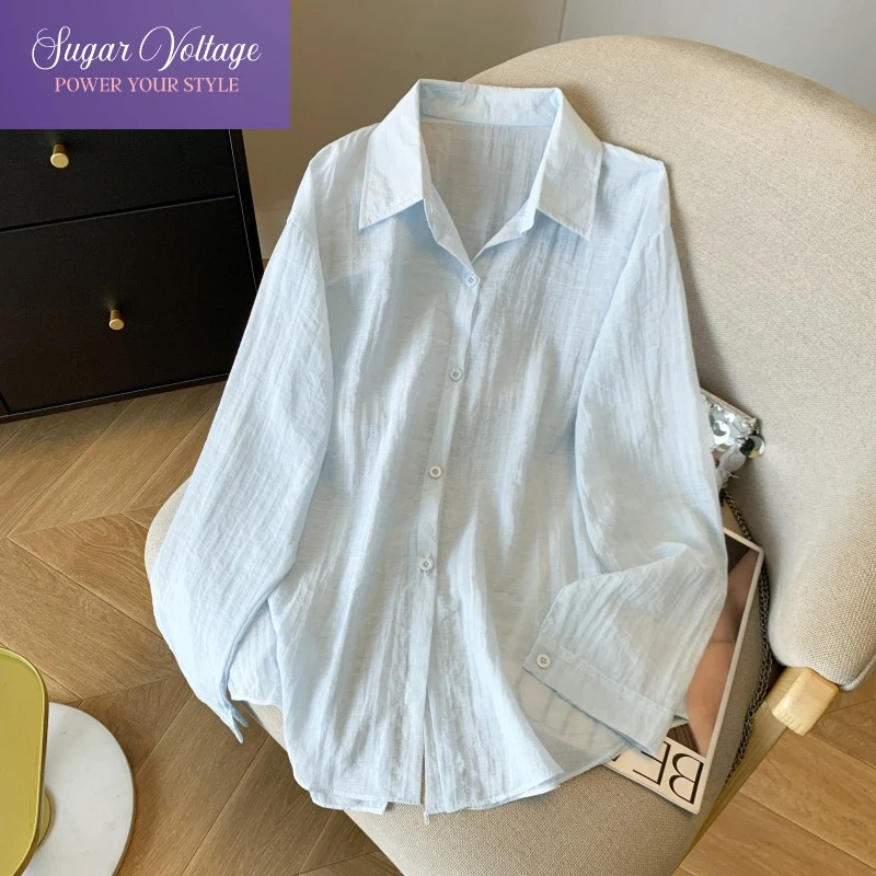 Plus Size French Elegant Summer Shirt Women Loose White Long Sleeve Sheer Blouse with Back Butterfly Embroidery Sun Protection
Plus Size French Elegant Summer Shirt Women Loose White Long Sleeve Sheer Blouse with Back Butterfly Embroidery Sun Protection
