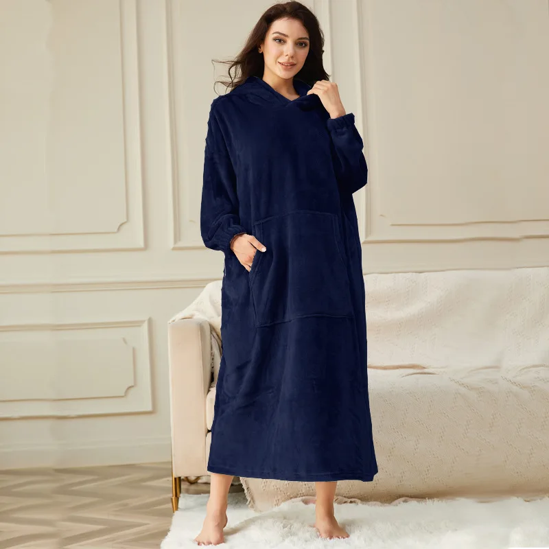 Flannel Hooded Bathrobe Night Dress Women Long Sleeves Nightgown Solid Color Robe Kimono Sleep Dress Homewear Loose Sleepwear
Flannel Hooded Bathrobe Night Dress Women Long Sleeves Nightgown Solid Color Robe Kimono Sleep Dress Homewear Loose Sleepwear