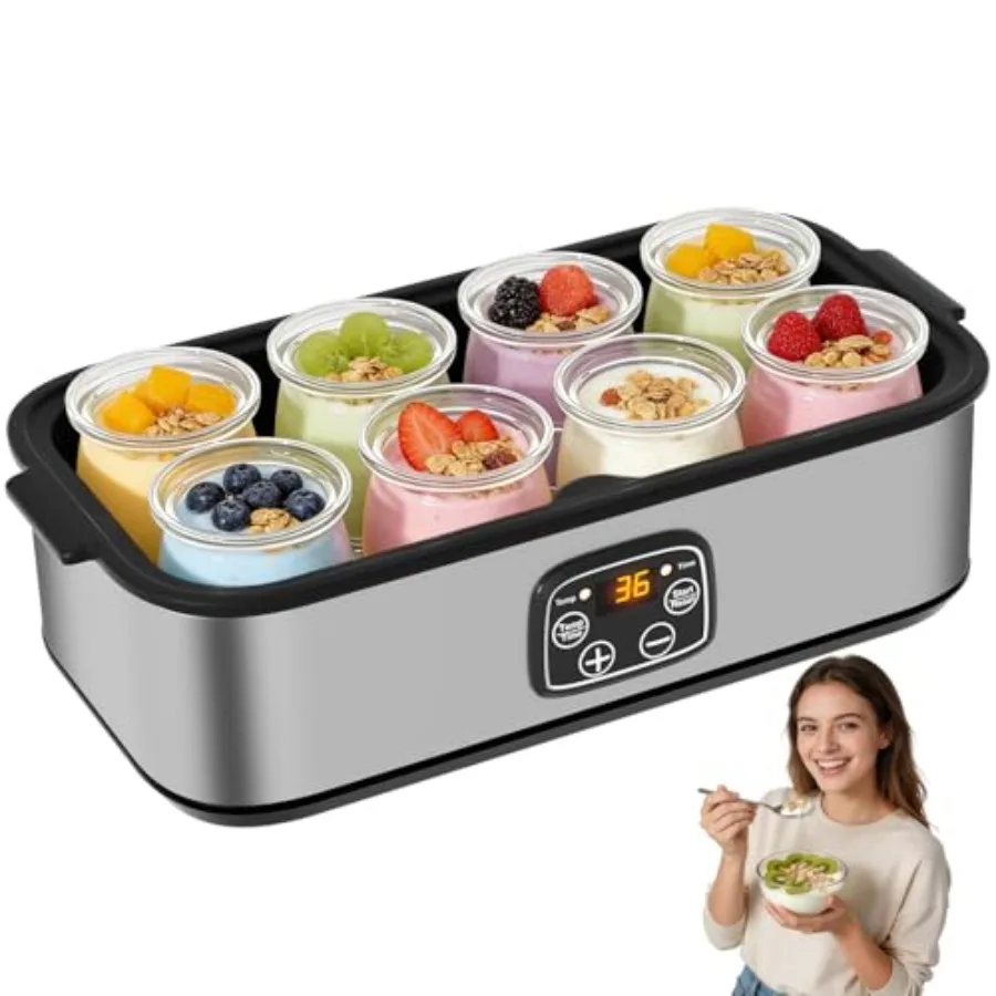 HOPERAN Yogurt Maker with Adjustable Time and Temp Control Yogurt Maker Machine with 8 Glass Jars Automatic Shut-Off and Consta
HOPERAN Yogurt Maker with Adjustable Time and Temp Control Yogurt Maker Machine with 8 Glass Jars Automatic Shut-Off and Consta