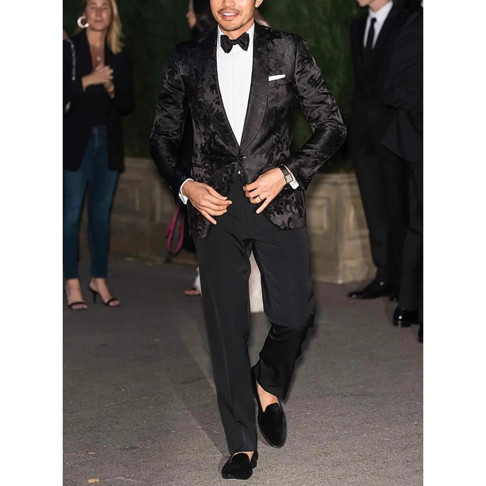 High Quality Flower Men's Suits Shawl Lapel One Button Male Blazer with Pants Sets Formal Slim Business Banquet 2 Pieces Set
High Quality Flower Men's Suits Shawl Lapel One Button Male Blazer with Pants Sets Formal Slim Business Banquet 2 Pieces Set