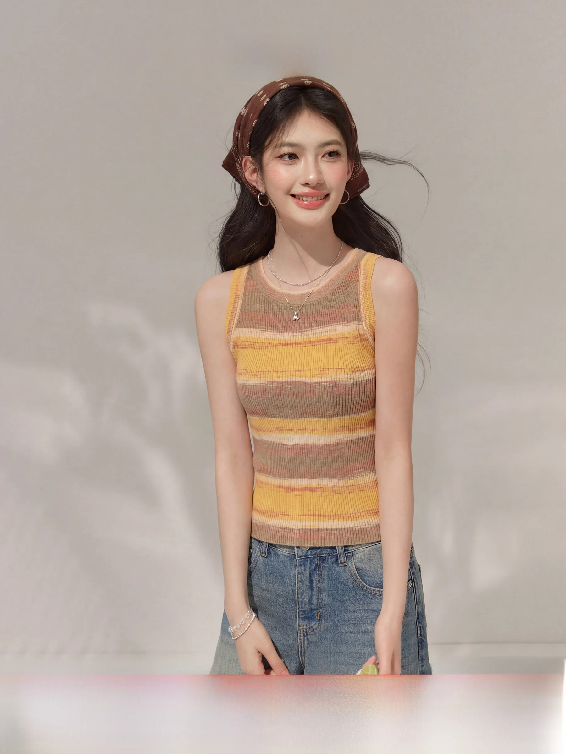 plus Size Women's Orange Striped Strap Vest Summer Outdoor Wear Sleeveless round Neck H-Shape Short Length Fashion Top
plus Size Women's Orange Striped Strap Vest Summer Outdoor Wear Sleeveless round Neck H-Shape Short Length Fashion Top
