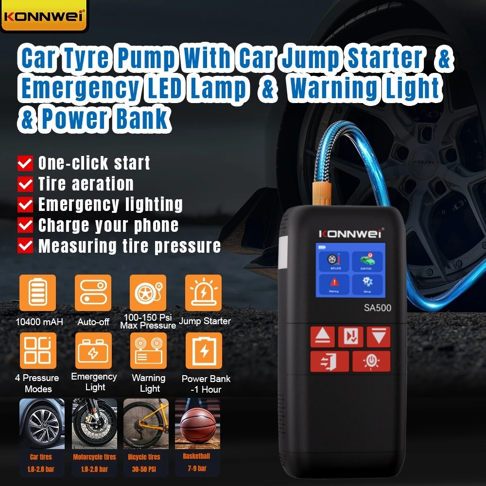 Color Screen Digital Tire Inflator With 12V 10400mAh Car Jump Starter Battery Booster Portable Power Bank
Color Screen Digital Tire Inflator With 12V 10400mAh Car Jump Starter Battery Booster Portable Power Bank