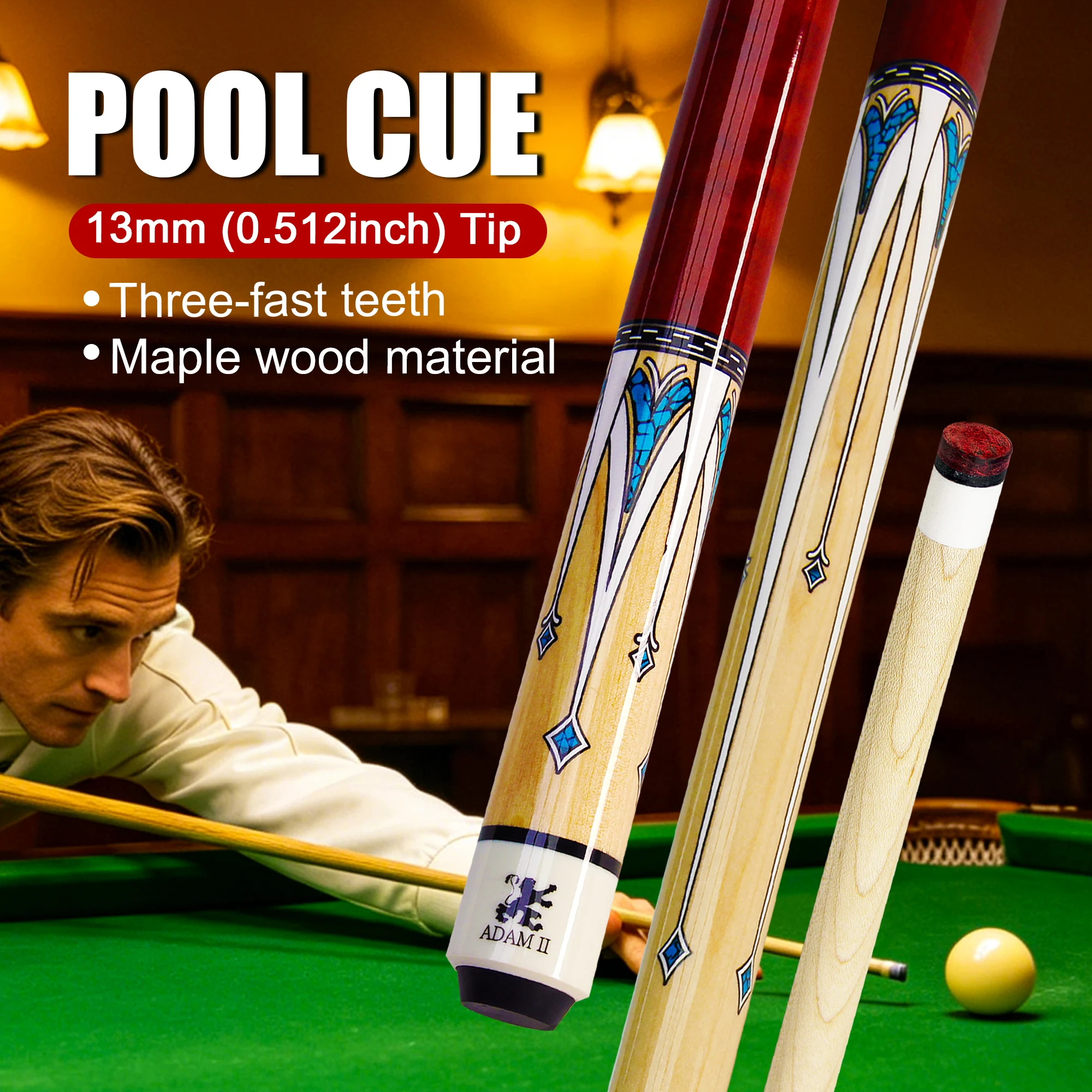 13mm Maple Wood Pool Cue – Multilayer Leather Tip, Quick Three Teeth Joint, Not Easily Deformed, Excellent Power Transmission
13mm Maple Wood Pool Cue – Multilayer Leather Tip, Quick Three Teeth Joint, Not Easily Deformed, Excellent Power Transmission