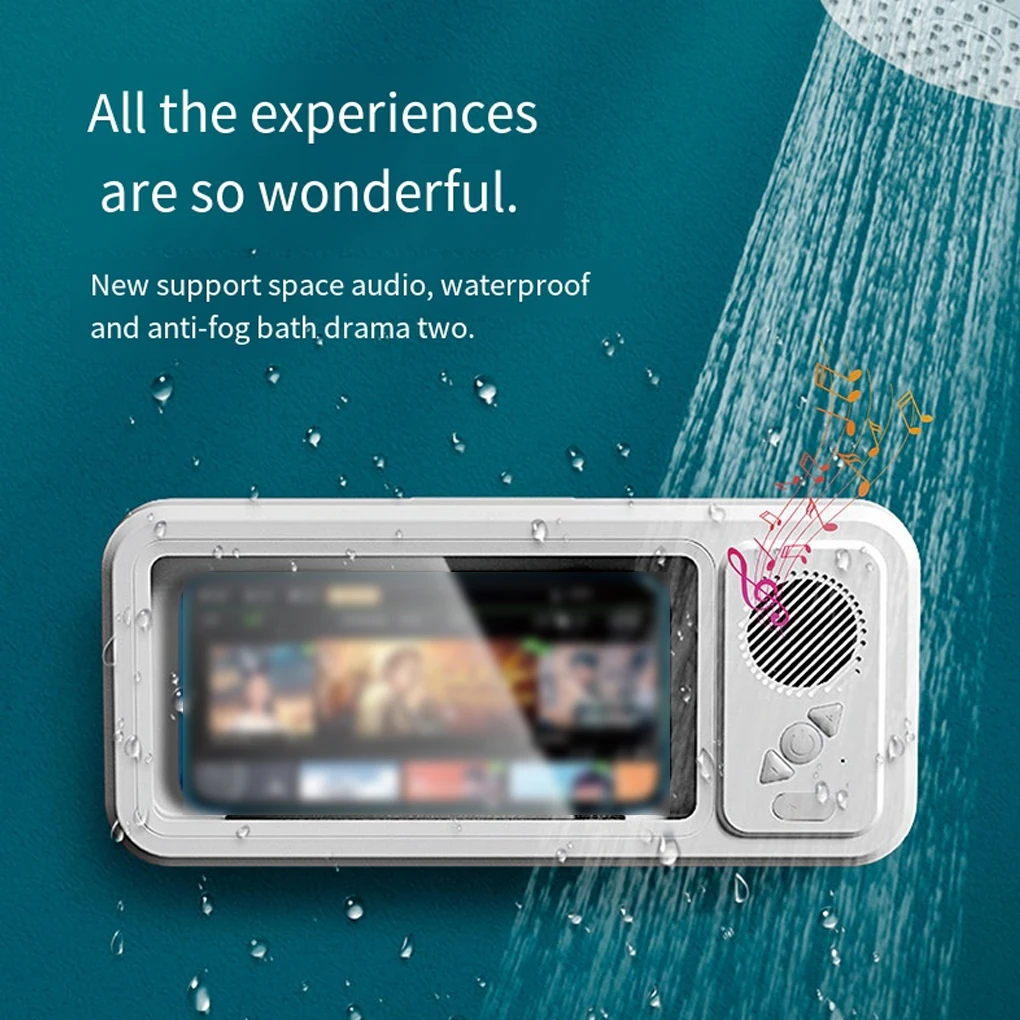 Shower Phone Holder with Bluetooth Speaker 360 Rotation Wall Phone Mount for Shower Waterproof Anti Fog for 4-6.9" Phones
Shower Phone Holder with Bluetooth Speaker 360 Rotation Wall Phone Mount for Shower Waterproof Anti Fog for 4-6.9" Phones