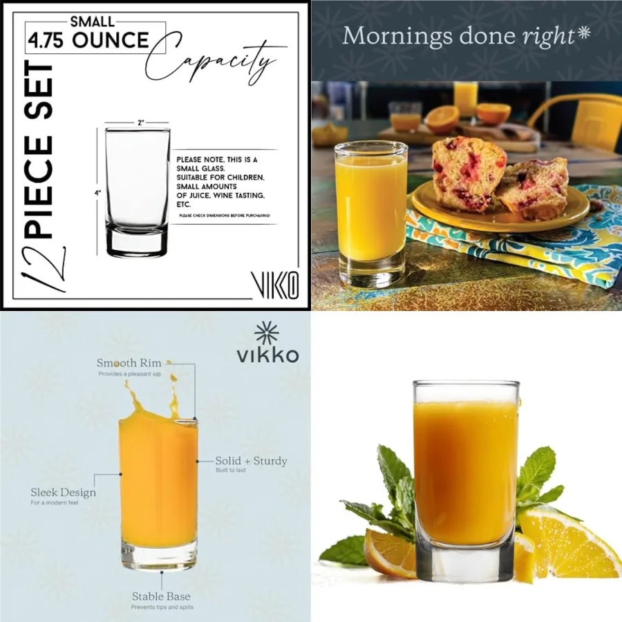 SMALL Juice Glasses, 4.75 oz Small Glass Cups, Thick and Durable Juice Glass, Heavy Base Juice Cups, Drinking Glasses for Juice
SMALL Juice Glasses, 4.75 oz Small Glass Cups, Thick and Durable Juice Glass, Heavy Base Juice Cups, Drinking Glasses for Juice
