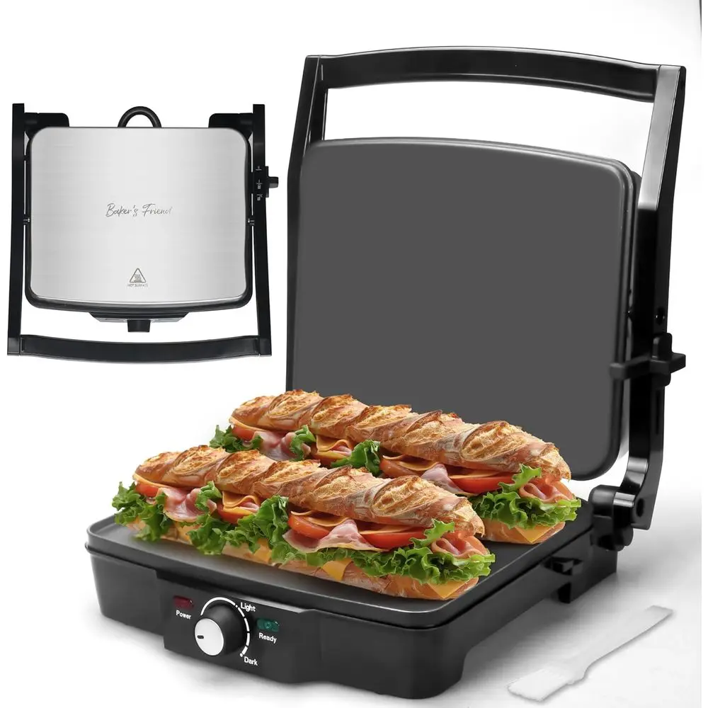 Electric Griddle Sandwich Maker - 4-Slice, Non-Stick, Stainless Steel
Electric Griddle Sandwich Maker - 4-Slice, Non-Stick, Stainless Steel
