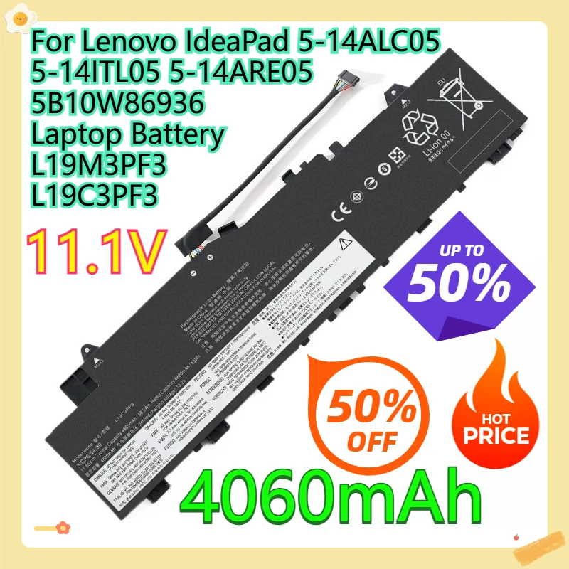 Для Lenovo IdeaPad 5-14ALC05 5-14ITL05 5-14ARE05 5B10W86936 Аккумулятор для ноутбука L19M3PF3 L19C3PF3 11,1 В 44,5 Втч 4060 мАч
Для Lenovo IdeaPad 5-14ALC05 5-14ITL05 5-14ARE05 5B10W86936 Аккумулятор для ноутбука L19M3PF3 L19C3PF3 11,1 В 44,5 Втч 4060 мАч