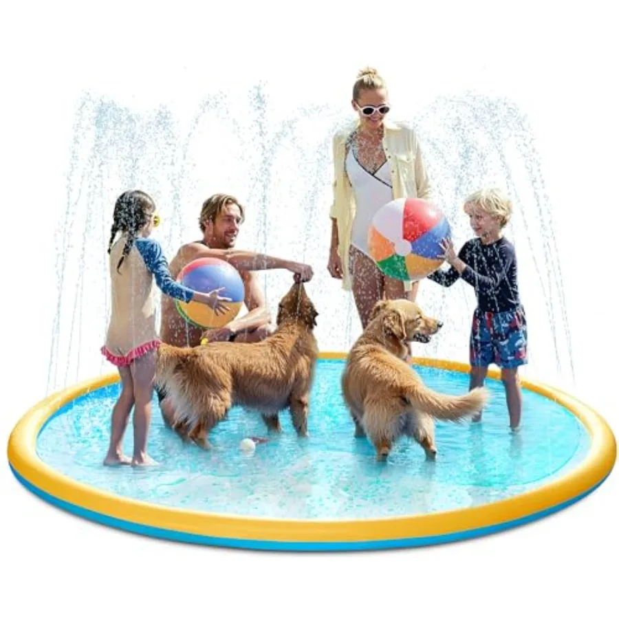Outdoor water play mat for toddlers, kids, and dogs; thickened non-slip PVC; orange blue; durable splash pad sprinkler for back
Outdoor water play mat for toddlers, kids, and dogs; thickened non-slip PVC; orange blue; durable splash pad sprinkler for back