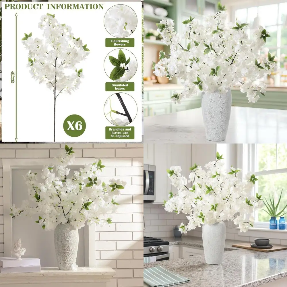6 штук, 40 см, кремово-белые искусственные ветки сакуры для весеннего декора, реалистичные пластиковые ветки для дома, офиса, свадьбы
6 штук, 40 см, кремово-белые искусственные ветки сакуры для весеннего декора, реалистичные пластиковые ветки для дома, офиса, свадьбы