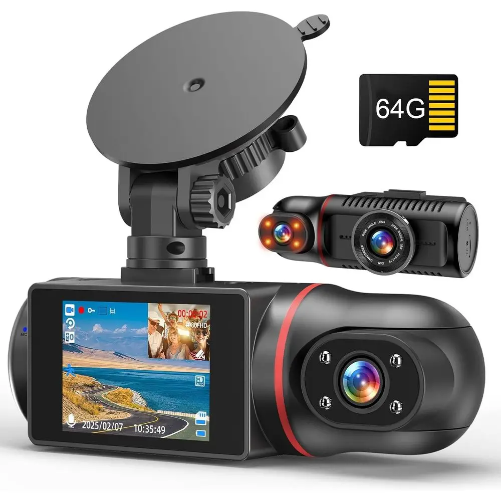 1080P Dual Camera System with 64GB Card and IR Night Vision for Cars
1080P Dual Camera System with 64GB Card and IR Night Vision for Cars