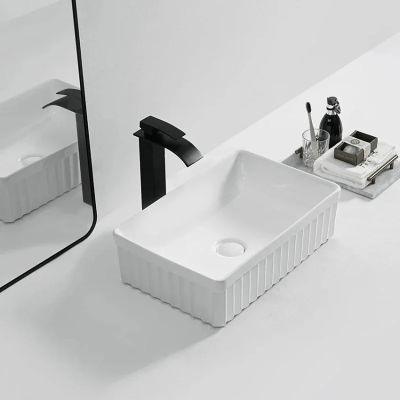 High standard gloss white glaze ceramic bathroom sink rectangular container sink counter above wash basin
High standard gloss white glaze ceramic bathroom sink rectangular container sink counter above wash basin