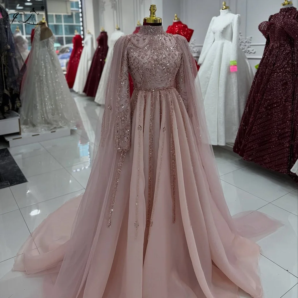 Formal Evening Gown With Shawl And Train Pink Muslim Dress Beaded Sequined Long Dress Middle Eastern Women's Occasion Dress
Formal Evening Gown With Shawl And Train Pink Muslim Dress Beaded Sequined Long Dress Middle Eastern Women's Occasion Dress