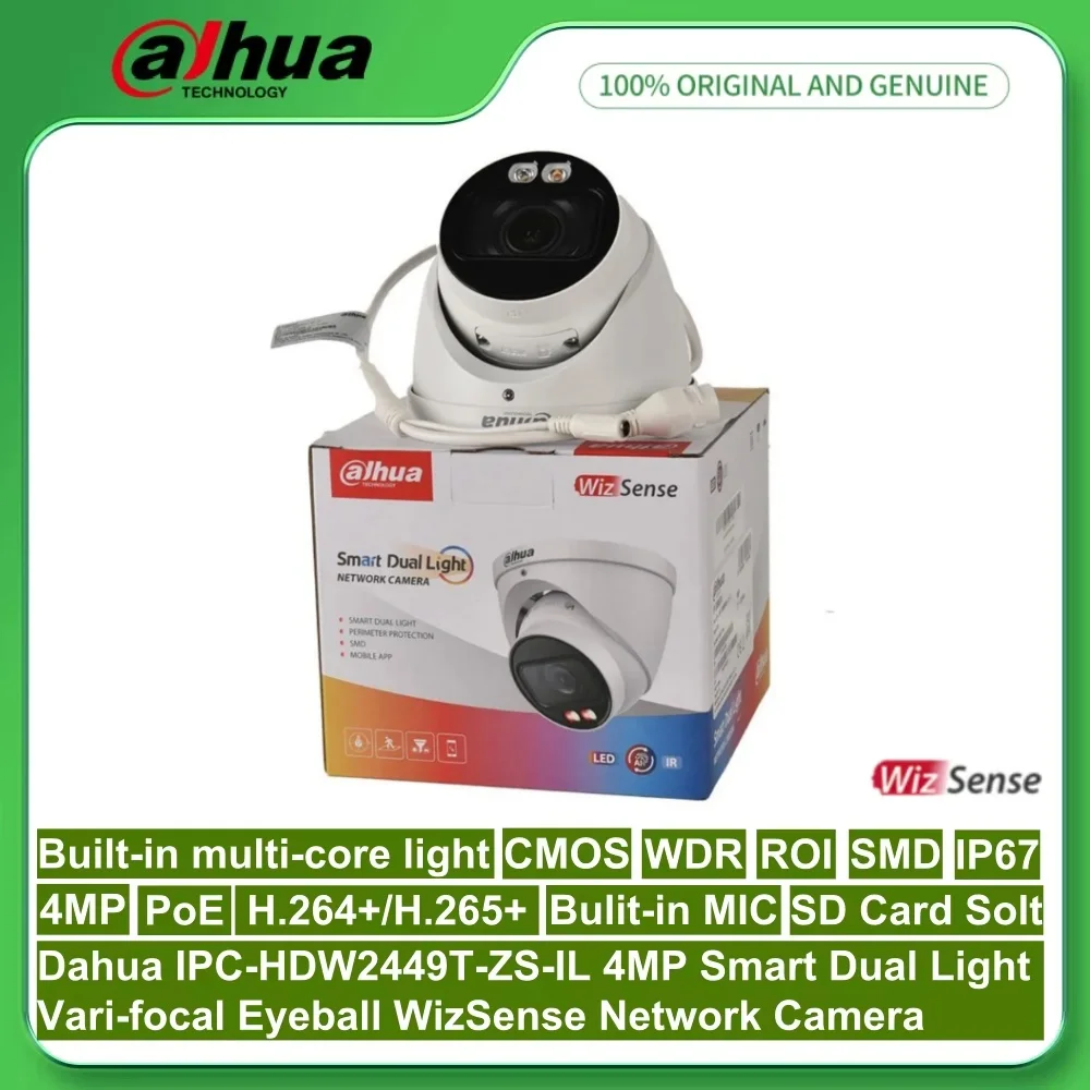 Dahua IPC-HDW2449T-ZS-IL 4MP 8MP Smart Dual Light Vari-focal Eyeball WizSense Сетевая камера PoE SD-карта Solt Встроенный микрофон
Dahua IPC-HDW2449T-ZS-IL 4MP 8MP Smart Dual Light Vari-focal Eyeball WizSense Сетевая камера PoE SD-карта Solt Встроенный микрофон