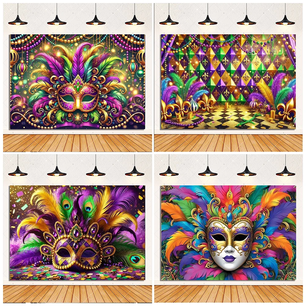 Masquerade Carnival Backdrop Supplies Colorful Mask Background Glitter Venetian Mardi Gras Party Decoration Photography Props
Masquerade Carnival Backdrop Supplies Colorful Mask Background Glitter Venetian Mardi Gras Party Decoration Photography Props